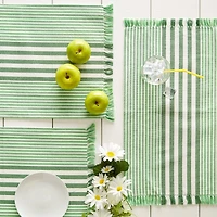 DII® Grass Green Stripes With Fringe Placemats, 6ct.