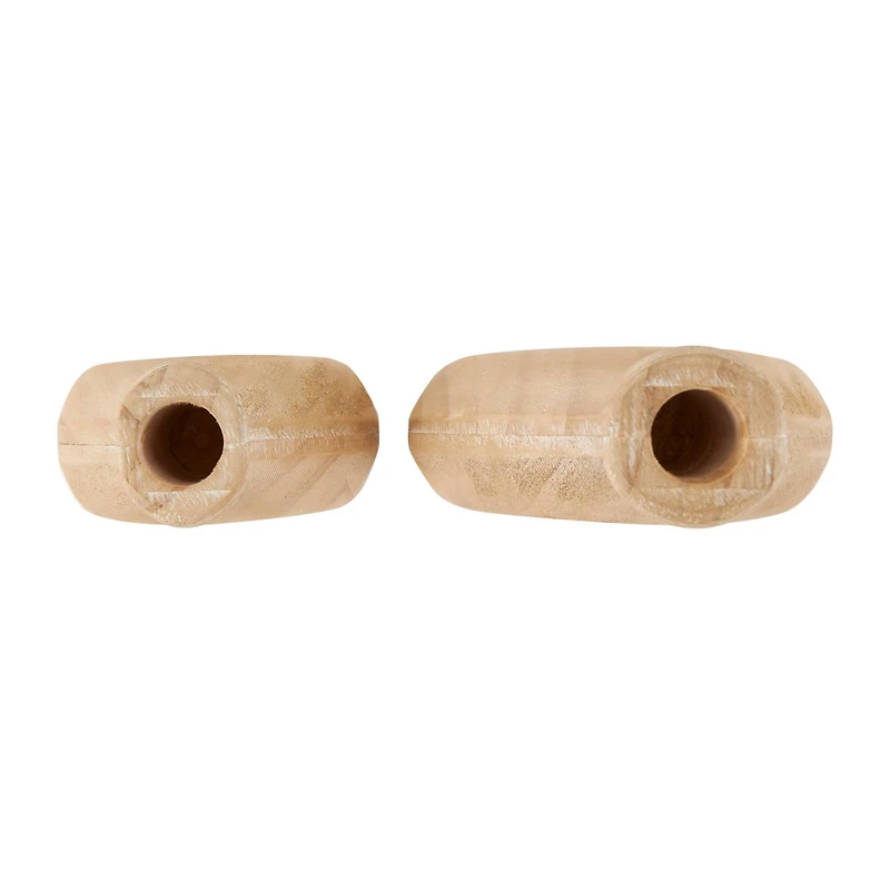 Brown Wood Teardrop Vase with Cutout Center Set