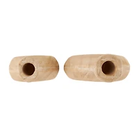 Brown Wood Teardrop Vase with Cutout Center Set