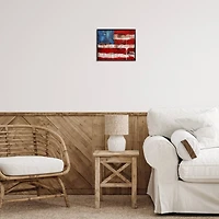Stupell Industries Rustic United States Flag with Distressed Paint Drip Framed Giclee Art