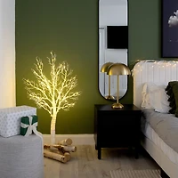 4ft. Pre-Lit White Twig Artificial Tree, Warm White LED Lights