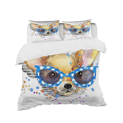 Designart 'Cute Puppy with Blue Glasses
