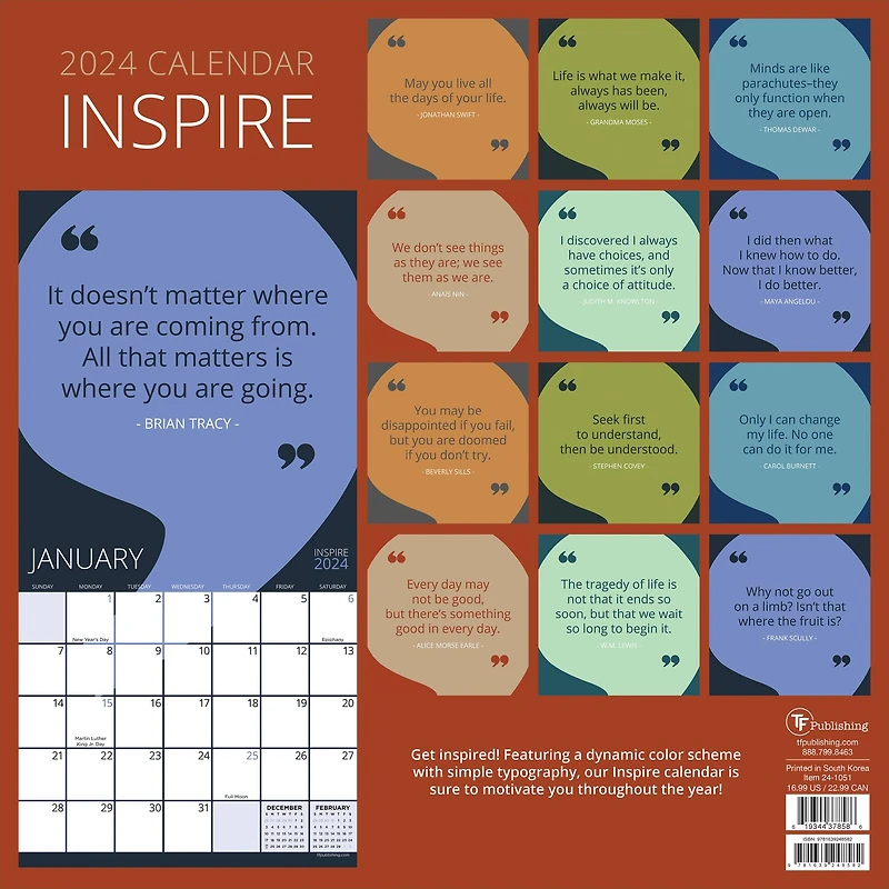 TF Publishing Inspire Wall Calendar