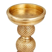 Set of 2 Gold Polystone Traditional Candle Holders, 13" x 4" x 6"