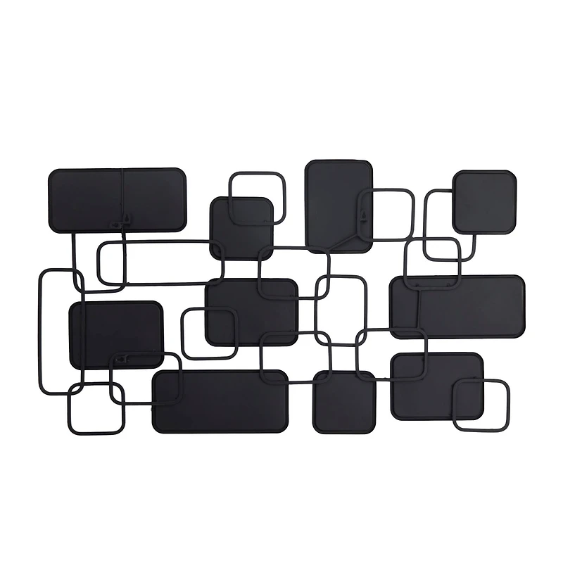 Black Modern Abstract Wall Mirror, 45" x 1" x 26"