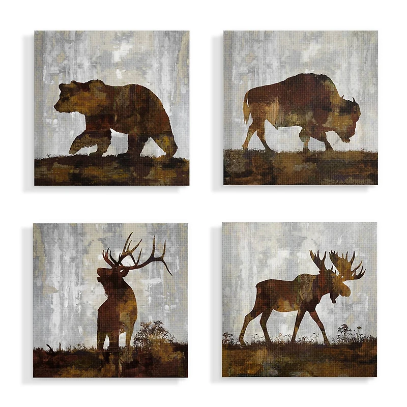 Stupell Industries 4 Panel Woodland Animals Canvas Wall Art Set