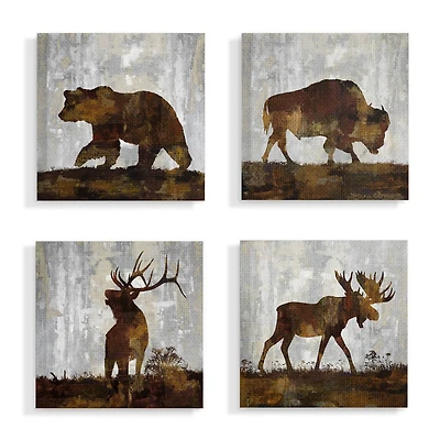 Stupell Industries 4 Panel Woodland Animals Canvas Wall Art Set