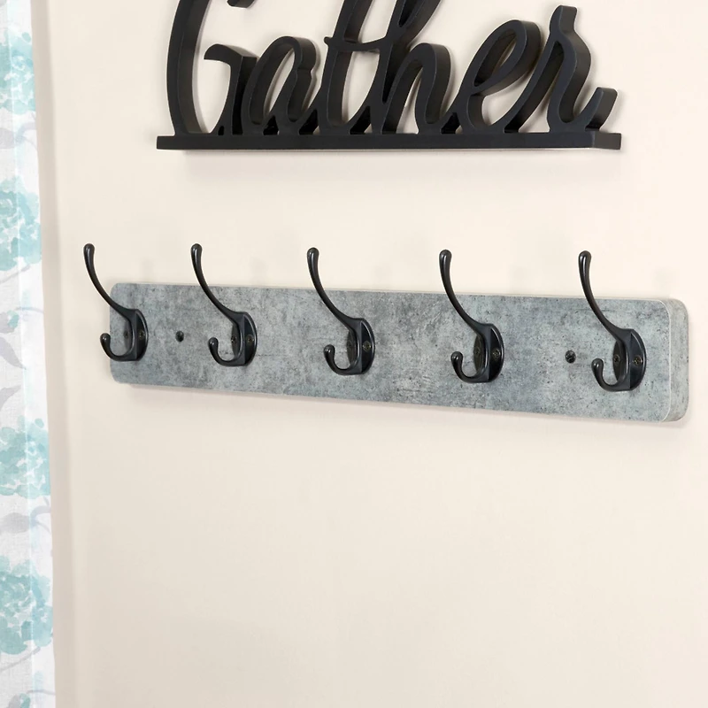 Household Essentials Wall Mounted Coat Rack with 5 Hooks