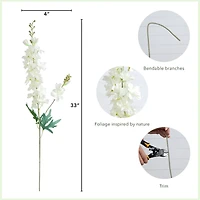 33" White Delphinium Flower Stems, 3ct.