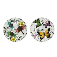 Glitzhome® 9.75" Butterflies & Dragonflies Patterned Cement Stepping Stones Set