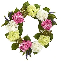 23" Pink & White Hydrangea Wreath