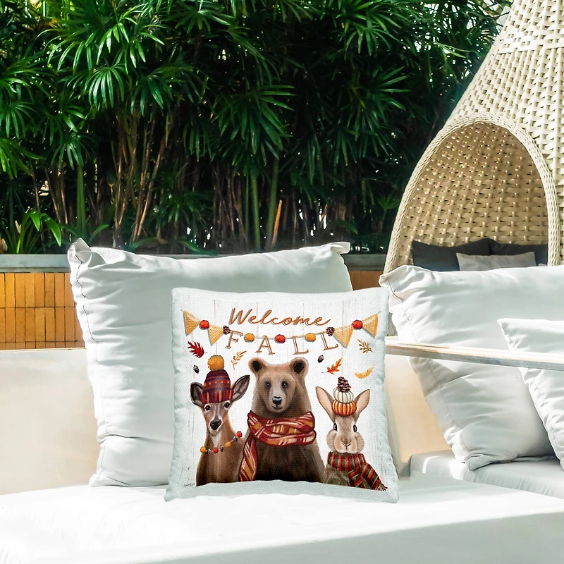 Stupell Industries Welcome Fall Woodland Animals Outdoor Printed Pillow