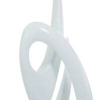 40" White Swirl Abstract Sculpture with Black Base