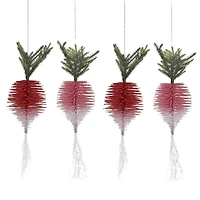 Hello Honey® 3 Pack 23" Red Flocked Radish Bottle Brush Ornaments