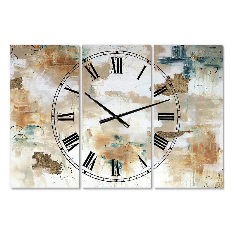 Designart Gilded Daydreams Oversized Multipanel Wall Clock