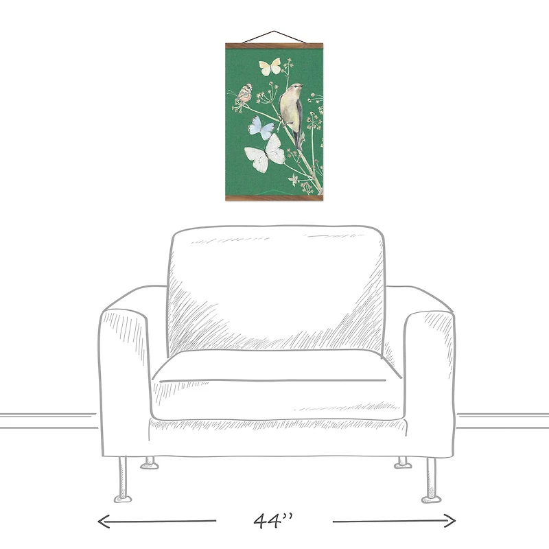 Birds And Butterflies 12" x 18" Teak Hanging Canvas