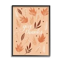 Stupell Industries Give Thanks Autumnal Leaves Framed Giclee Art