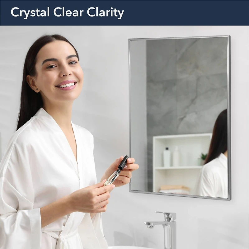 Head West Brushed Nickel 22" x 34" Float Framed Accent Mirror