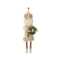 Hello Honey® 11" Cream Wool Felt Santa with Jingle Bell Buttons & Wreath