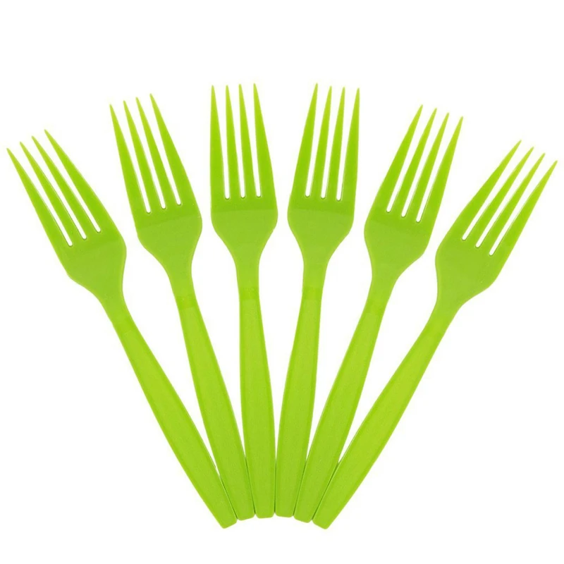 JAM Paper Lime Green Premium Plastic Forks, 100ct.
