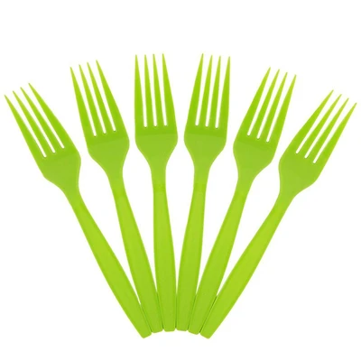 JAM Paper Lime Green Premium Plastic Forks, 100ct.