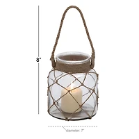 8" Glass Coastal Candle Holder Lantern