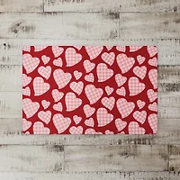 Checkered Heart Pattern Floor Mat