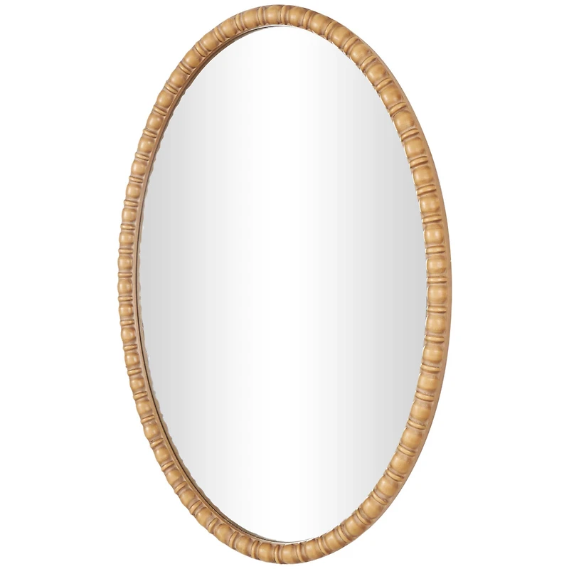 37" Brown Bohemian Framed Oval Wall Mirror