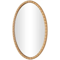 37" Brown Bohemian Framed Oval Wall Mirror