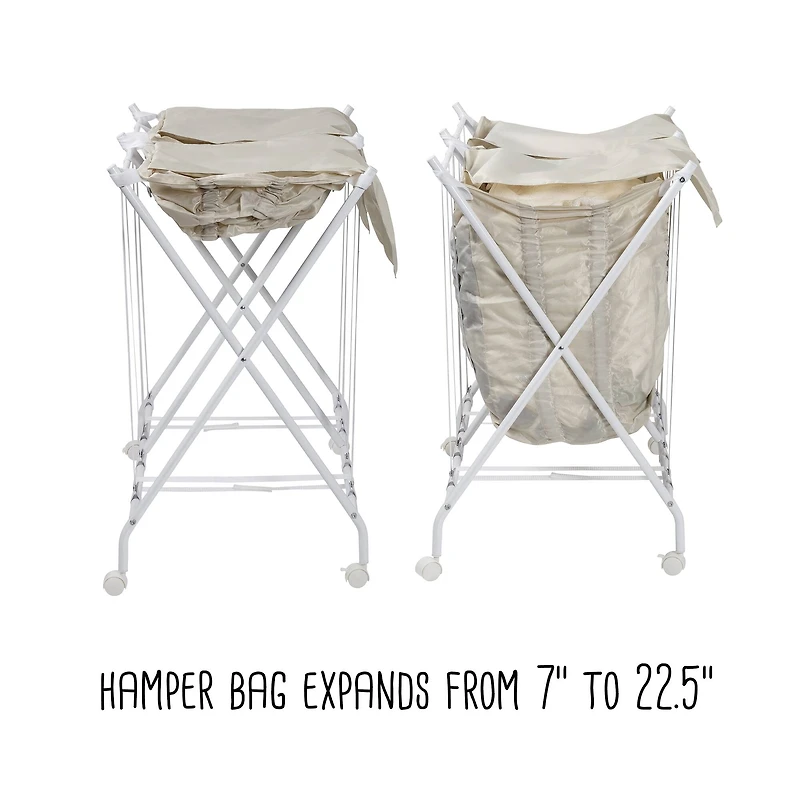 Honey Can Do White/Natural Double Bounce Back Hamper with Wheels and Lid