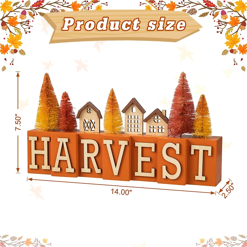 Glitzhome® 14" Harvest Wooden House and Brush Trees Table Décor