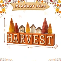 Glitzhome® 14" Harvest Wooden House and Brush Trees Table Décor