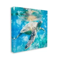 Stupell Industries Swimming Sea Turtle Aquatic Reptile Design Canvas Wall Art