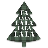 Fa La La Green Plaid Tree Shaped Pallet Wood Wall Art