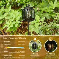 Glitzhome® 33" Black Metal Stripes Solar Powered Outdoor Lantern