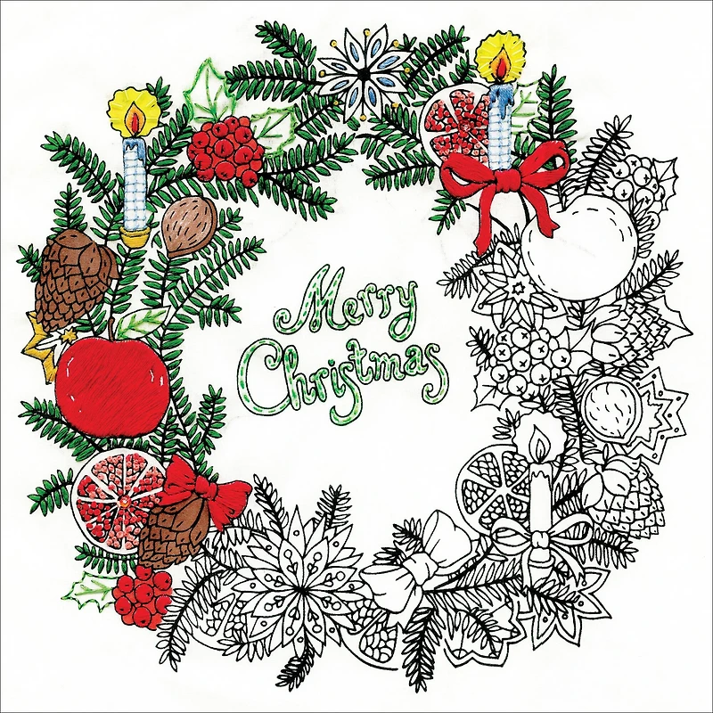 Design Works™ Zenbroidery™ Christmas Wreath Stamped Embroidery Kit