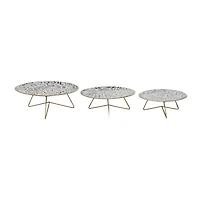 Set of 3 White Metal Farmhouse Cake Stand, 11", 12", 14"