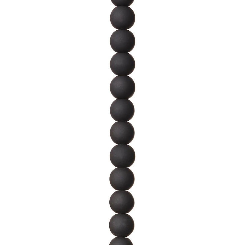 8mm Black Round Rubber Coated Glass Beads by Bead Landing™