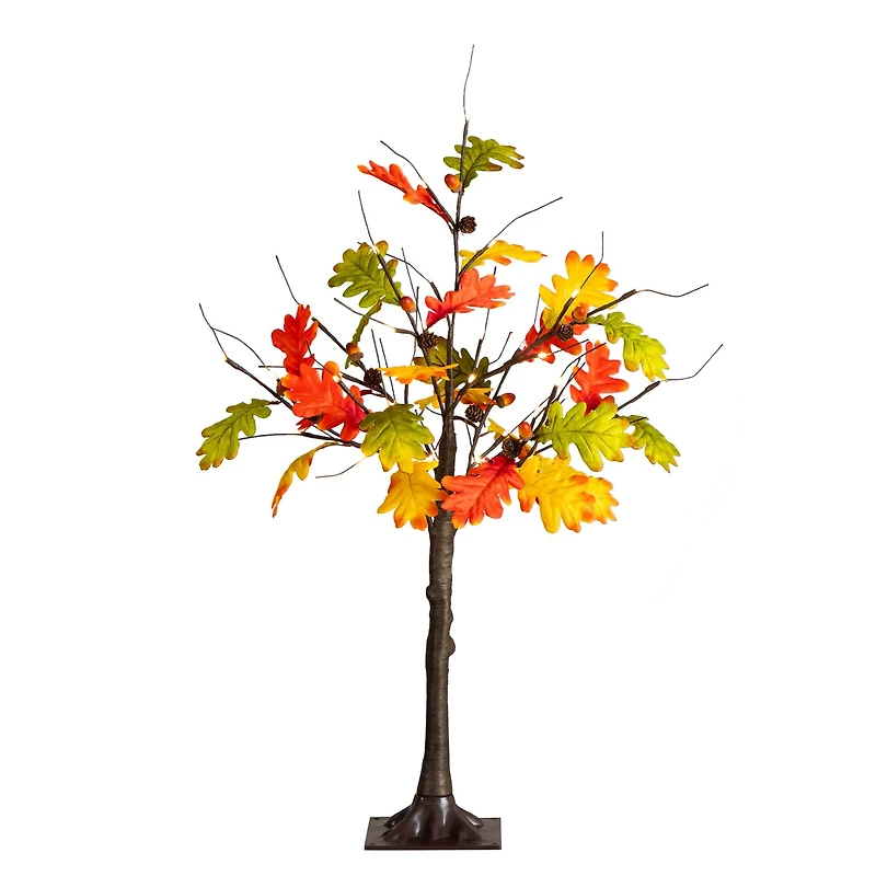 3ft. Pre-Lit Autumn Maple Artificial Fall Tree with Pinecones, Acorns and 36 Warm White LED Lights