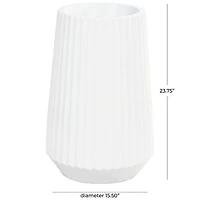 Large White Ribbed Resin Floor Vase