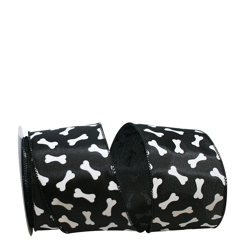 JAM Paper 2.5" x 10yd. Dog Bones Wired Ribbon