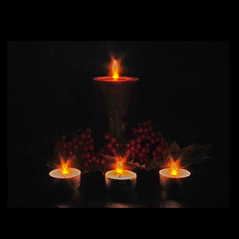 LED Lighted Red & Green Candles Christmas Canvas Wall Art