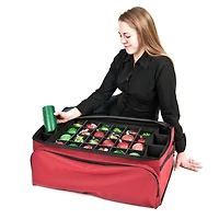 Santa's Bag 72ct. 3" Christmas Ornament Storage Box with Side Pockets