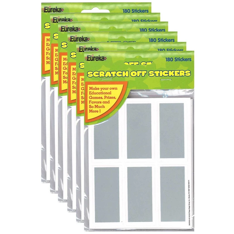 Eureka® Rectangles Scratch Off Stickers, 6 Packs of 180