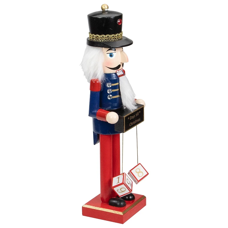 14" Wooden Nutcracker with Christmas Countdown Sign