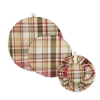 Give Thanks Plaid Woven Dish Cover Set