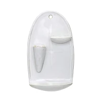 Hello Honey® 9" White Stoneware Wall Vase with 2 Shelves & Reactive Glaze