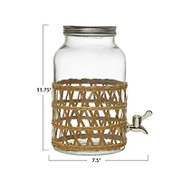 Hello Honey® 5.5qt. Glass Beverage Dispenser with Natural Woven Seagrass Sleeve