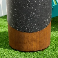 Glitzhome® 17.75" Multifunctional Faux Terrazzo & Wood Garden Stool