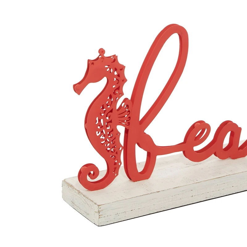 19" Red Coastal Beach Sign